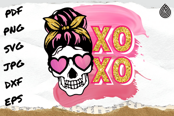 XOXO Valentines Skull PNG SVG Review